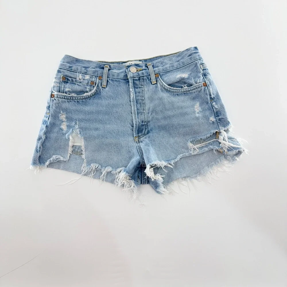 AGOLDE Parker Vintage Cut Off Denim Shorts Size 25 Frayed Hem EUC